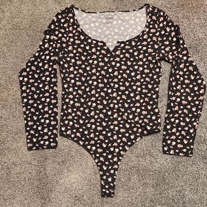 PINK VS Floral Long Sleeve Bodysuit